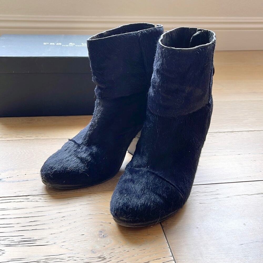 Rag & Bone Newbury Haircalf Ankle Boots Navy Black Size 38 / 8